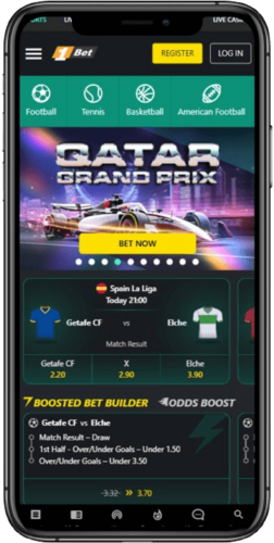 Posnetek zaslona mobilne domače strani stavnice 1bet.