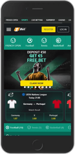 Posnetek zaslona mobilne športne strani 1Bet