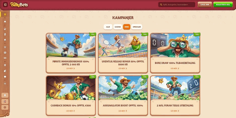 promocijska stran BillyBets